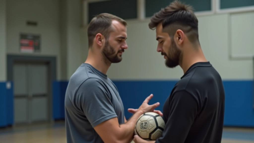 مدرب يعمل مع لاعب هاندبول