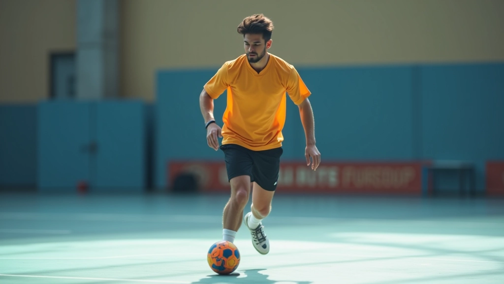 لاعب كرة يد يقوم بحركة انزلاق جانبي في وضعية دفاعية مثالية