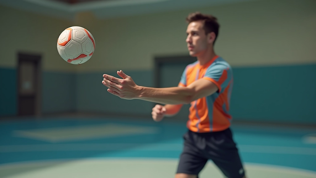 لاعب كرة يد يوضح الإطلاق النظيف والحركة الصحيحة للمعصم